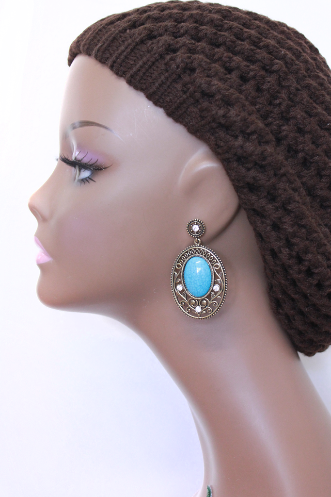 Turquoise Stone Baroque Style Earring - PitaPats.com
