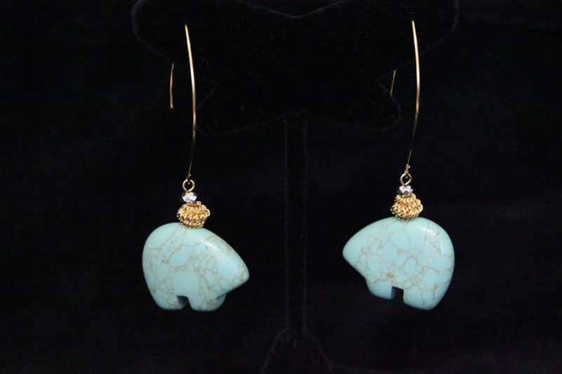 Turquoise Bear Earring - PitaPats.com