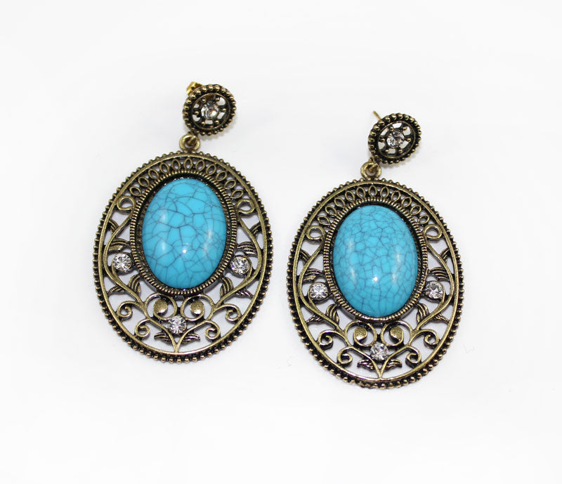 Turquoise Stone Baroque Style Earring - PitaPats.com