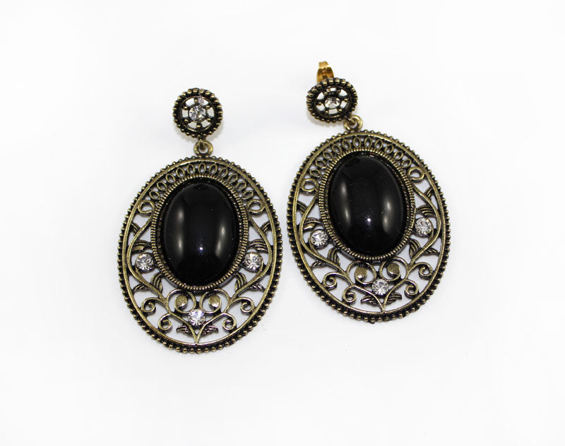 Black Stone Baroque Style Earring - PitaPats.com