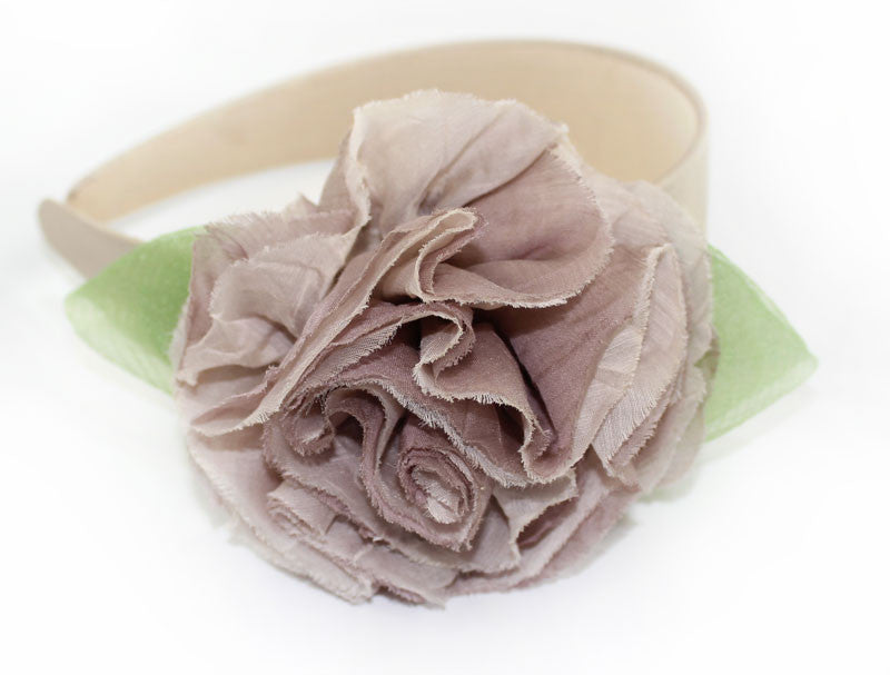 Silk Italian Mocha Color Flower Headband - PitaPats.com