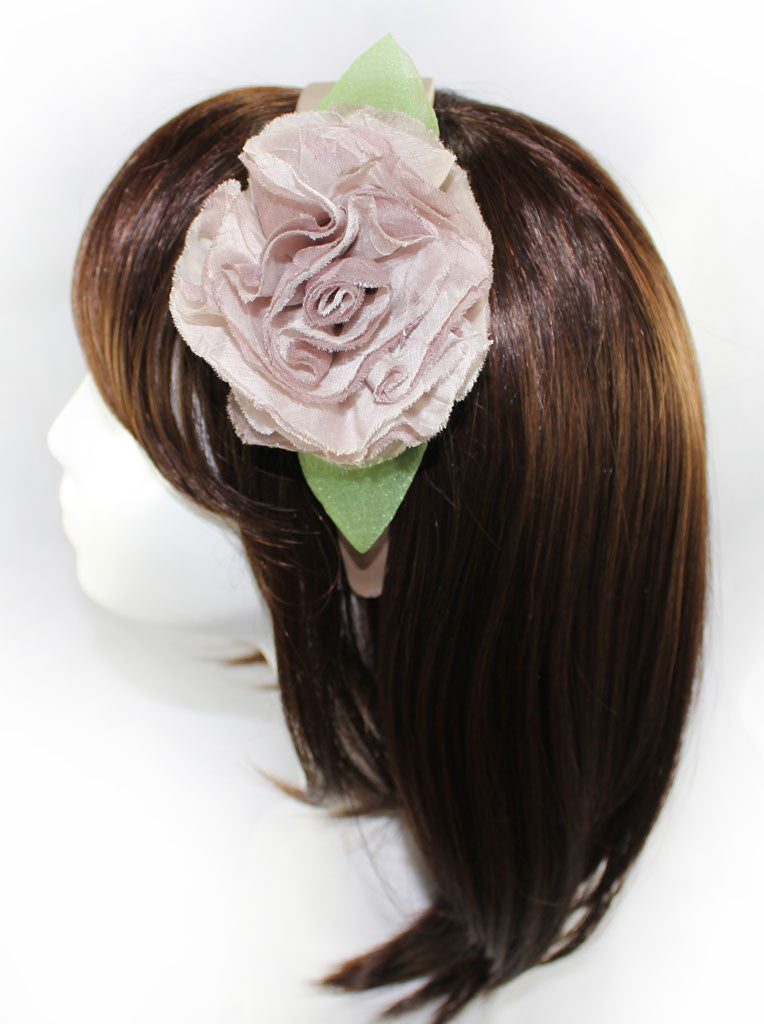 Silk Italian Mocha Color Flower Headband - PitaPats.com