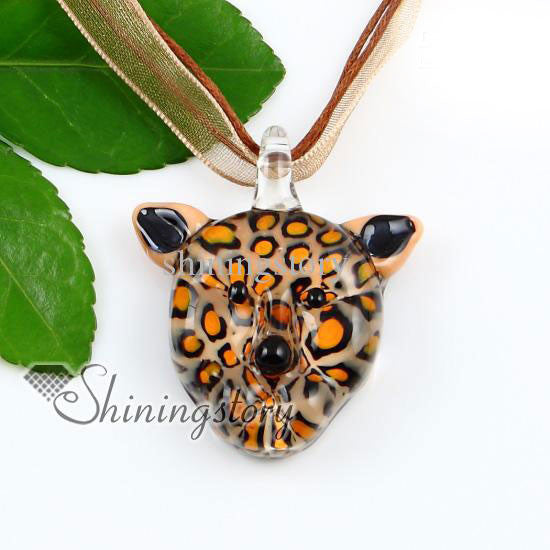 Murano Glass Leopard Face Necklace - PitaPats.com