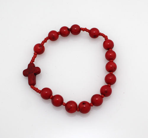 Rosary Style Red Coral stone Bracelet - PitaPats.com