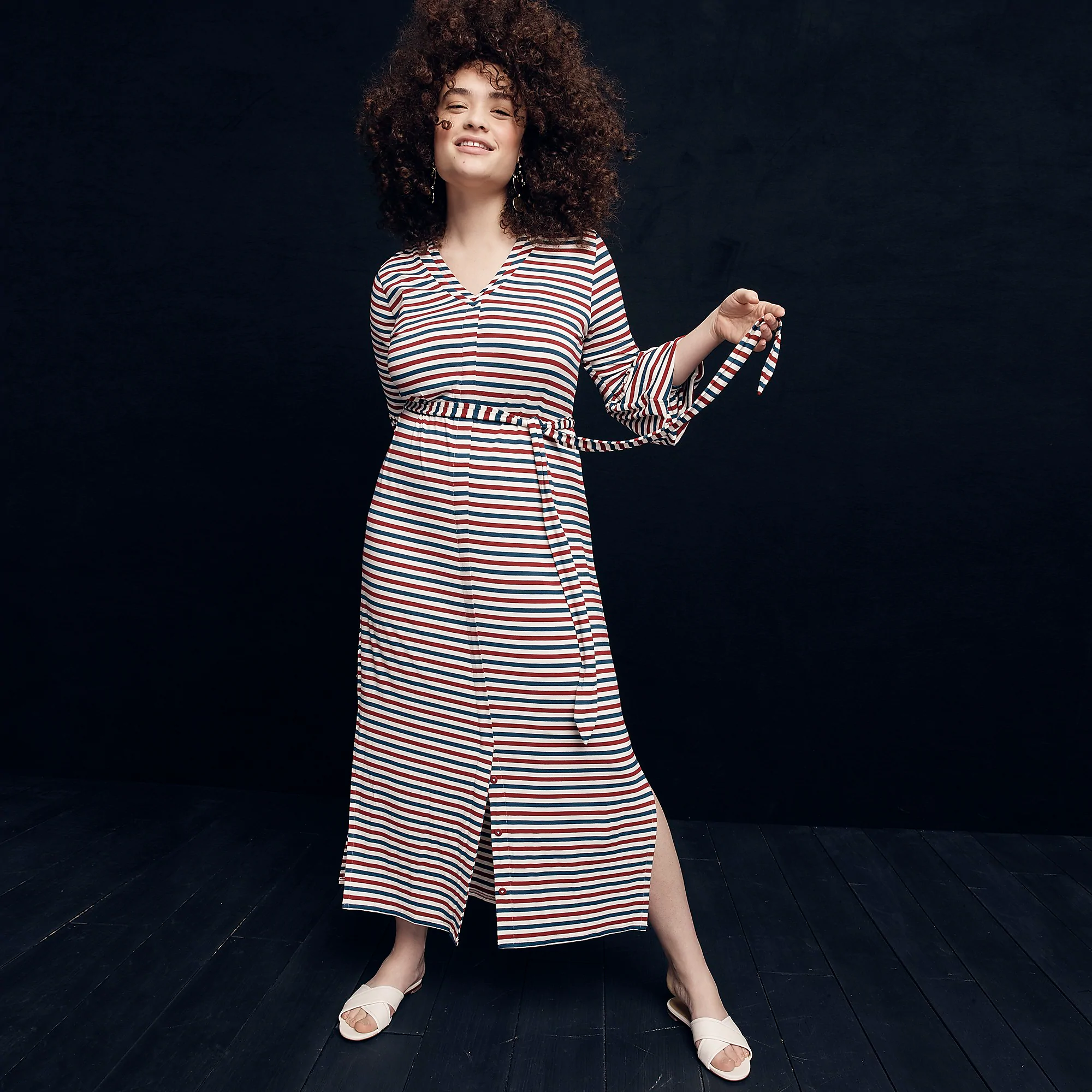 j crew long sleeve striped dress J.crew Universal Standard for J.Crew jersey long-sleeve maxi dress in Pit-a-Pats.com