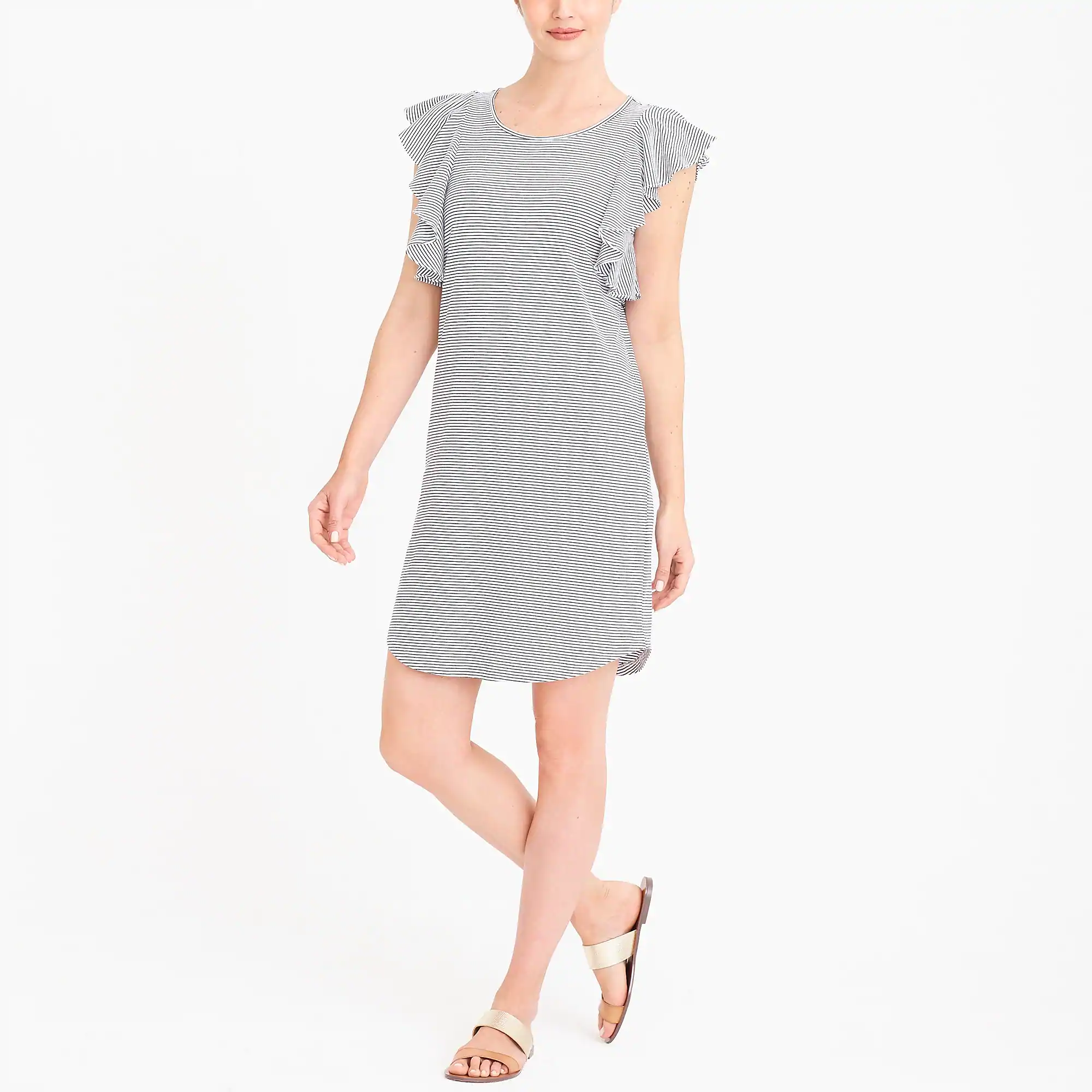 J.crew Striped Ruffle-Shoulder Dress Pit-a-Pats.com J.crew Striped Ruffle-Shoulder Dress Pit-a-Pats.com