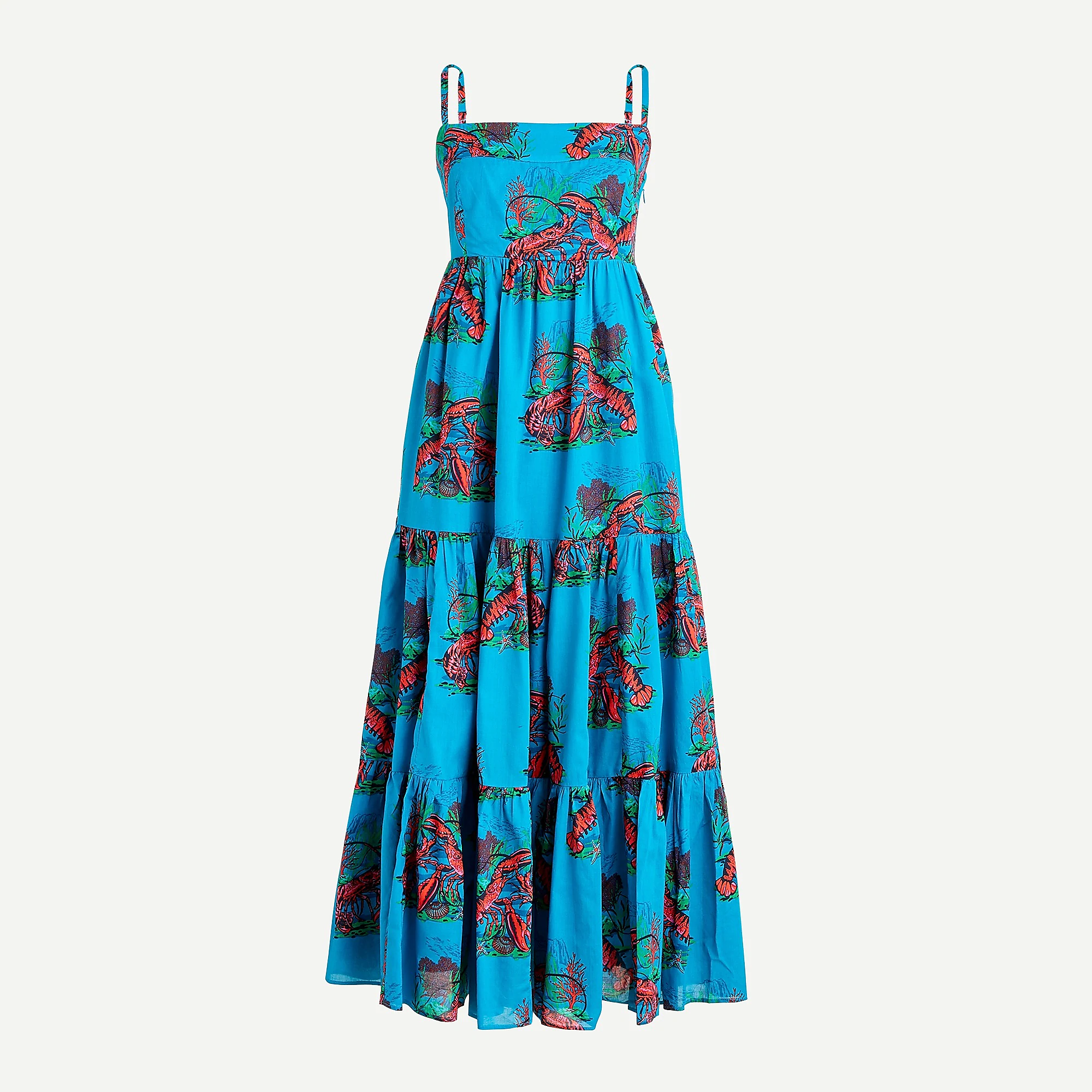 j crew blue maxi dress J.crew Tiered in lobster print – Pit-a-Pats.com Color:Red / Pink Floral Stretch Cotton Dress - Wench