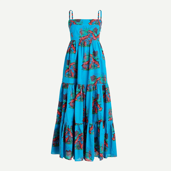 J.crew Tiered maxi dress in lobster print – Pit-a-Pats.com