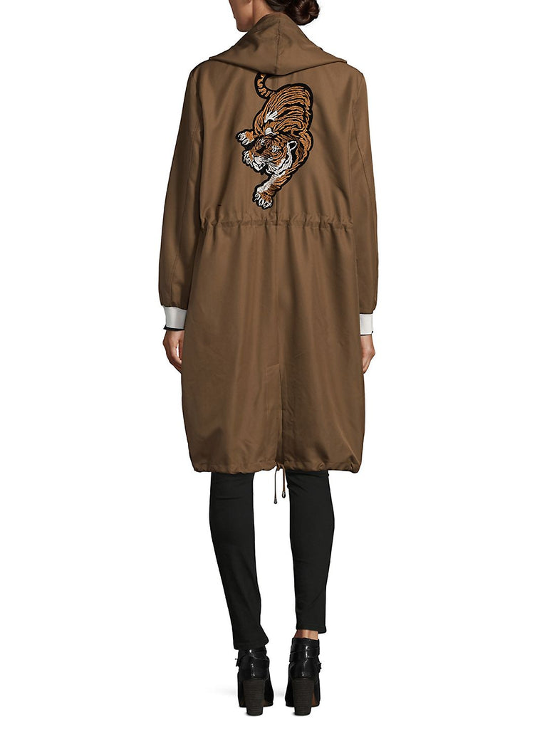 endless rose Tiger Patch Embroidered Oversized Parka - PitaPats.com