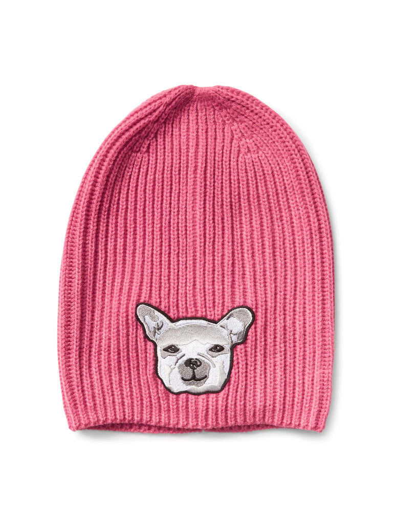 Animal graphic beanie - pink dog - PitaPats.com