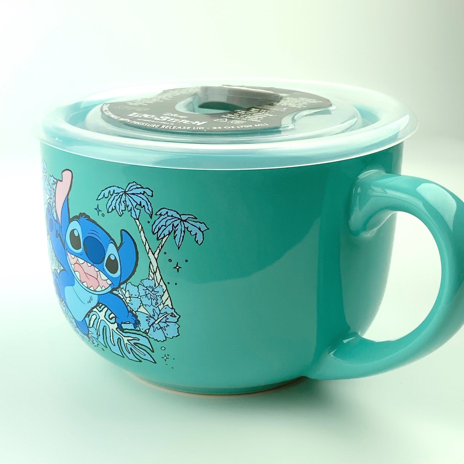 Disney, Dining, Disney Lilo Stitch Blue Ceramic Travel Soup Mug Pressure  Release Lid 24oz New