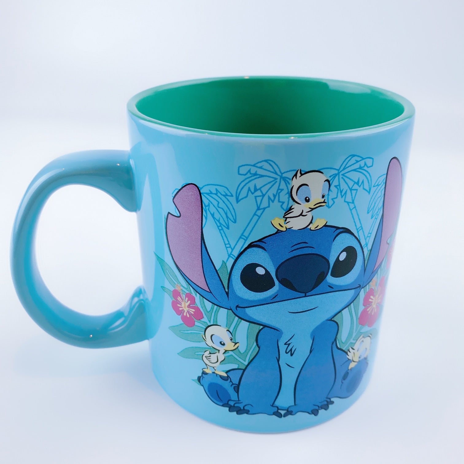 Disney Lilo and Stitch Floral Ducks Ceramic Coffee Mug, 20 Ounces 