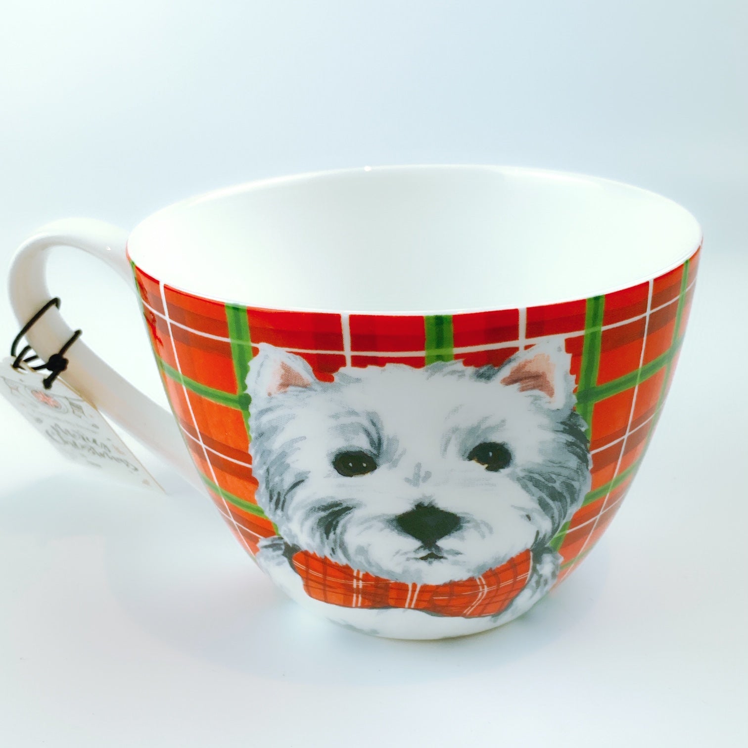 West Highland White Terrier on a Scotch Plaid Coffee Mug Mixer Mug