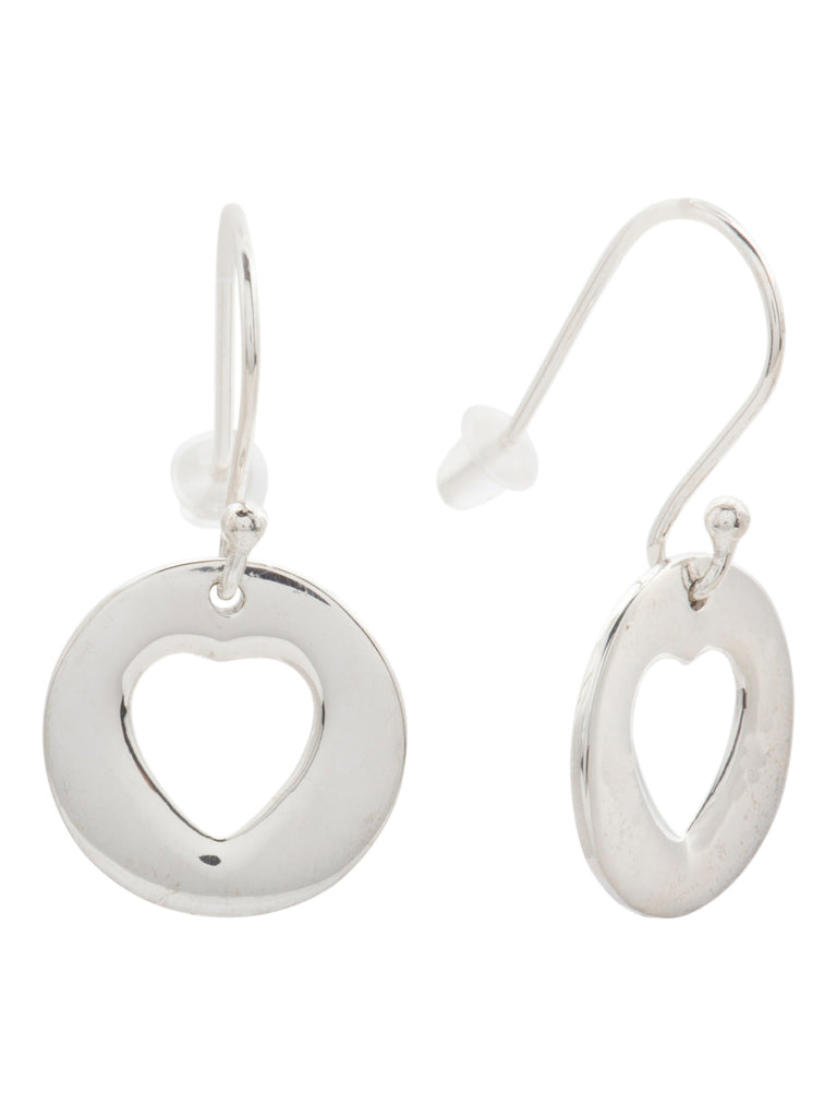TEOCALLI Made In India Sterling Silver Heart Cutout Drop Earrings - PitaPats.com