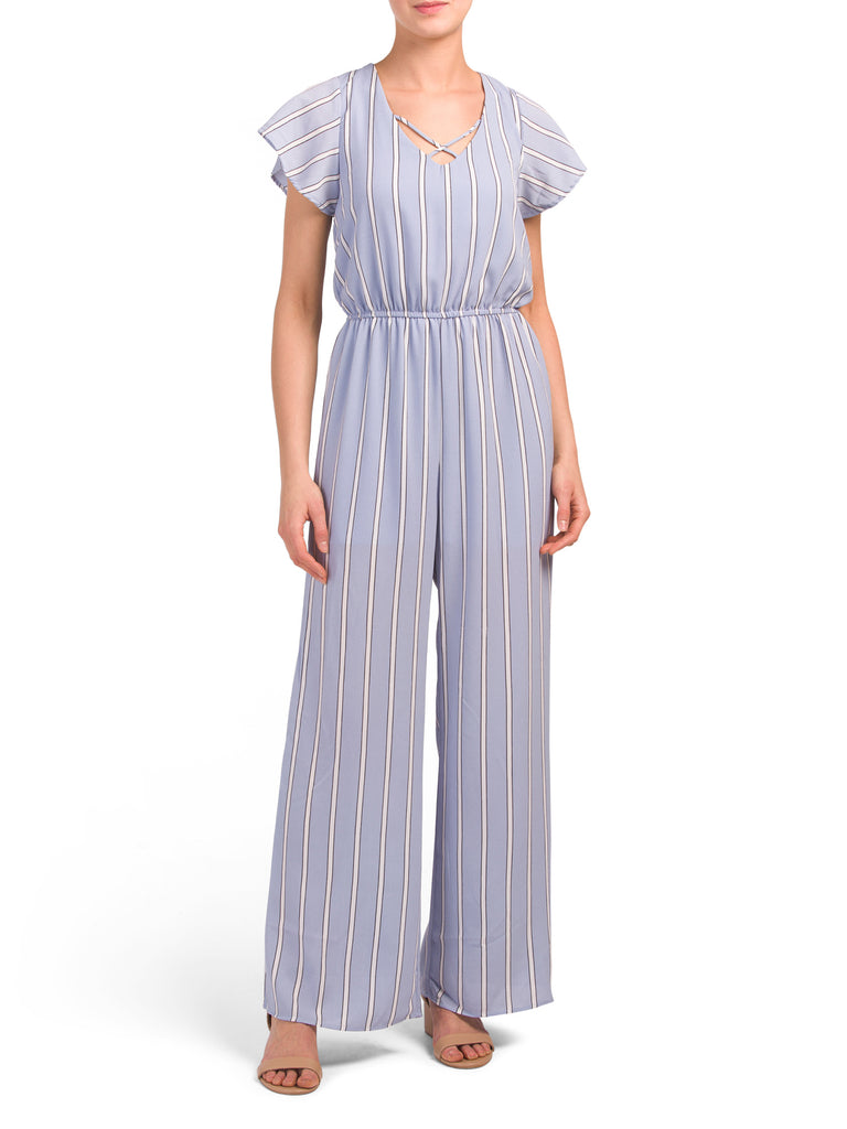 ONE CLOTHING Juniors Stripe X-front Jumpsuit - PitaPats.com