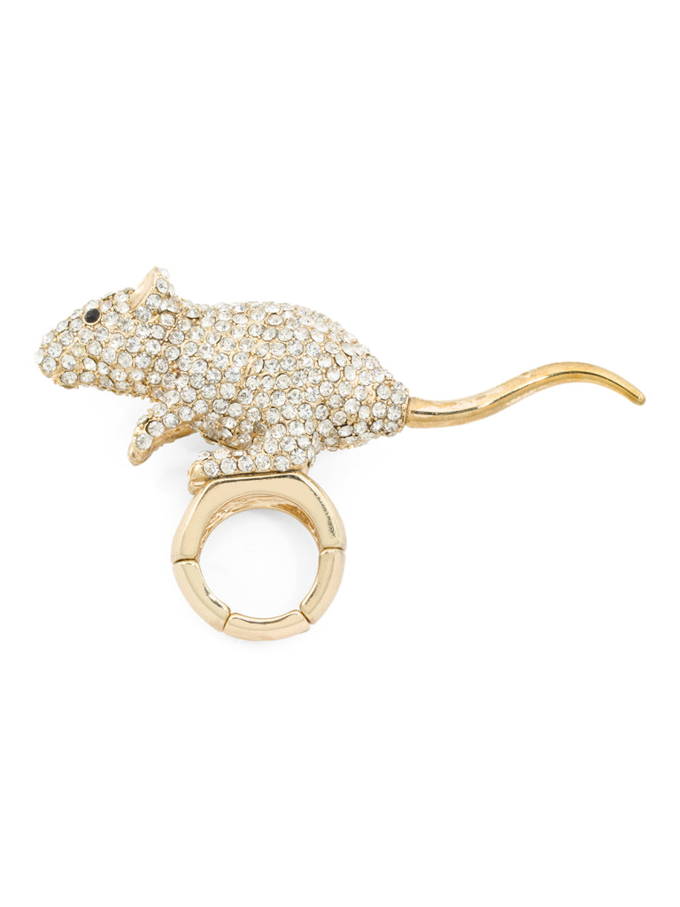 BETSEY JOHNSON Pave Crystal Stretch Mouse Ring - PitaPats.com
