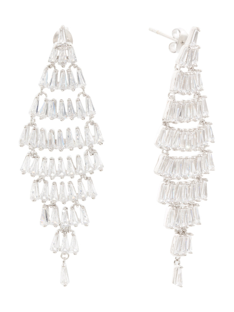 COTE D`ARGENT Sterling Silver Cubic Zirconia Baguette Kite Earrings - PitaPats.com