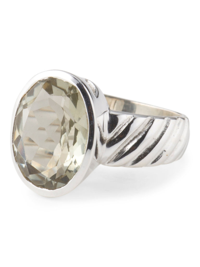 YS Made In India Sterling Silver And Green Amethyst Ring - size 8 - PitaPats.com