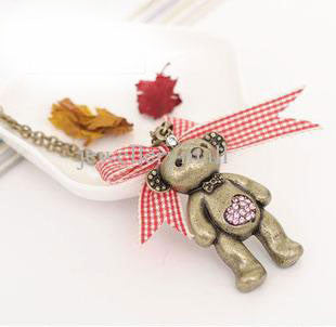 Vintage Bronze Teddy Bear Necklace - PitaPats.com