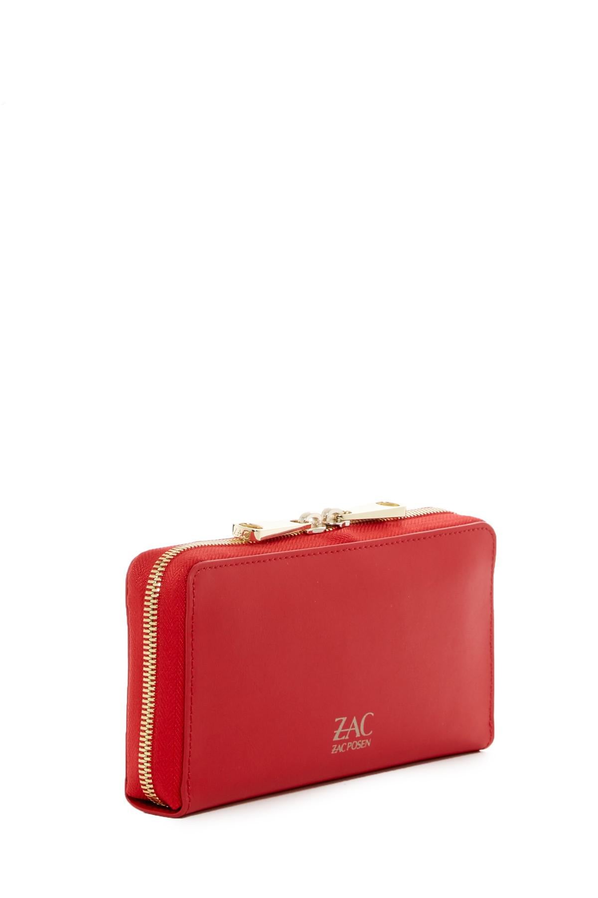 ZAC ZAC POSEN Leather Checkbook Wallet With Floral Applique Pit