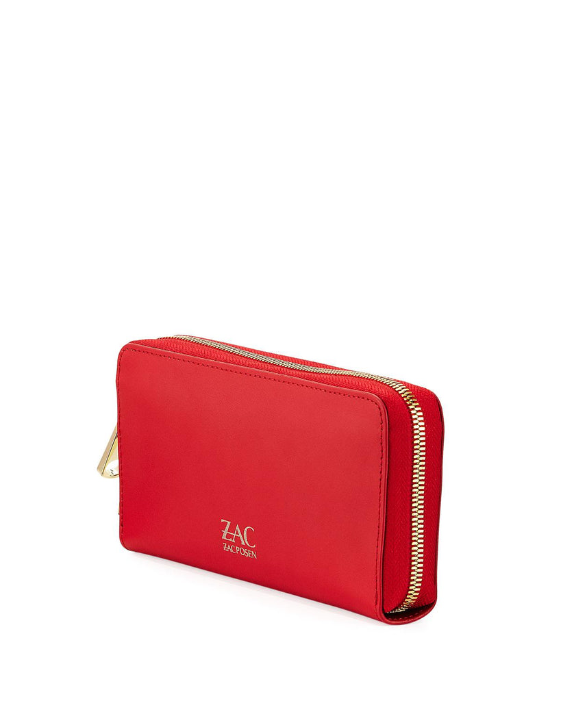 ZAC ZAC POSEN Leather Checkbook Wallet With Floral Applique - PitaPats.com
